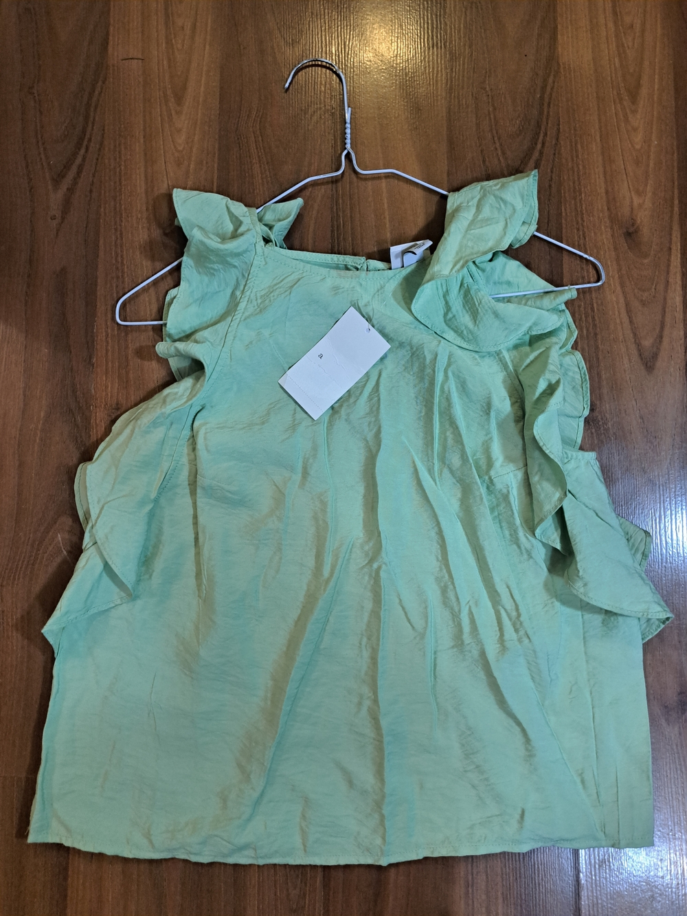 a new day Light Mint Ruffle Sleeve Sleeveless Blouse